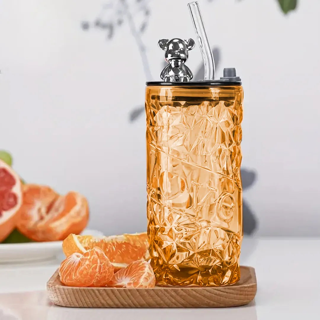 Vaso  de Vidrio con Bombilla 400 ml